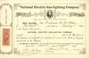 National Electric Gas-Lighting Co. - Utility Stock Certificate
